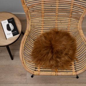 WOOOL Schapenvacht Chairpad - IJslands Rood Bruin (Flat Lay)