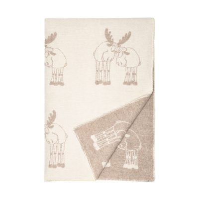 WOOOL Deken - MOOSE FRIENDS (Beige)