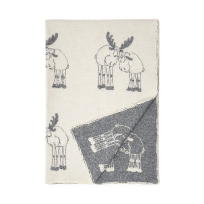 WOOOL Deken - MOOSE FRIENDS (Grijs)