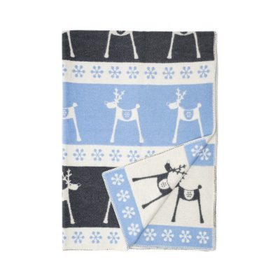 WOOOL Deken - REINDEER LUX (Blauw Grijs)