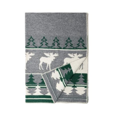WOOOL Deken - REINDEER LUX (Grijs Groen)
