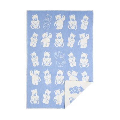 WOOOL Kinderdeken - LITTLE BEAR (Blauw)