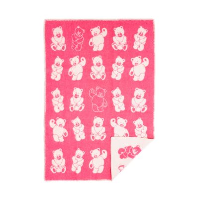 WOOOL Kinderdeken - LITTLE BEAR (Roze)