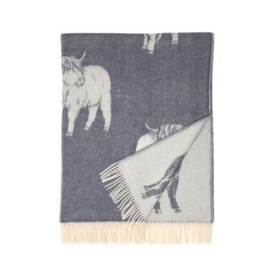 WOOOL Plaid - HIGHLAND COW (Grijs)