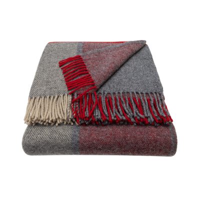 WOOOL Plaid - BLOCK CHECK  (Red & Slate)