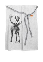 Linnen Sloof Schort Print Rendier (Grijs)