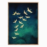 Art Print - Teal Flying Cranes (40x50cm)